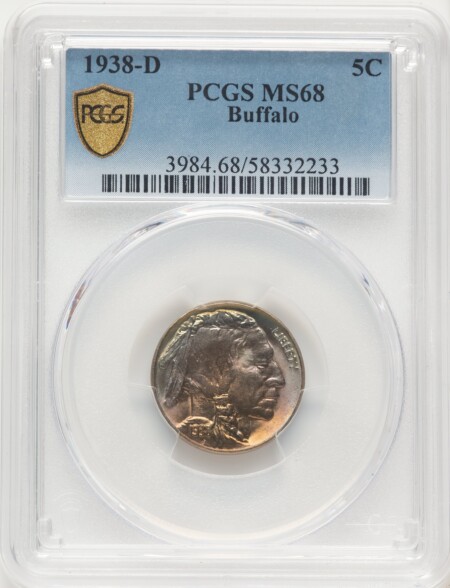 1938-D 5C Buffalo, MS PCGS Secure 68 PCGS
