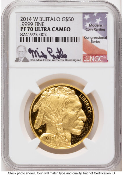 2014-W Proof Gold Buffalo 1 oz Mike Castle 70 NGC