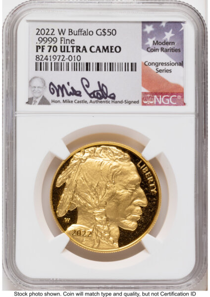 2022-W Proof Gold Buffalo 1 oz Mike Castle 70 NGC