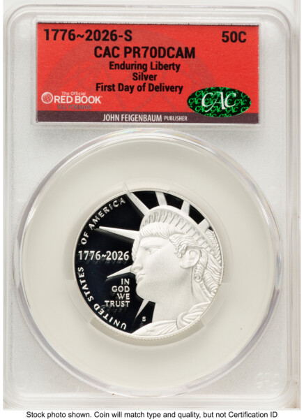 2026-S Semiquincentennial Half Dollar 50C, PR First Day of Delivery Red Book 70 CACG