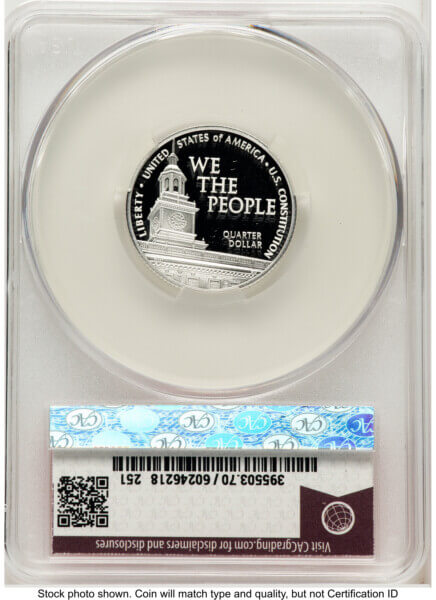 2026-S Semiquincentennial U.S. Constitution Quarter 25C, PR First Day of Delivery Red Book 70 CACG