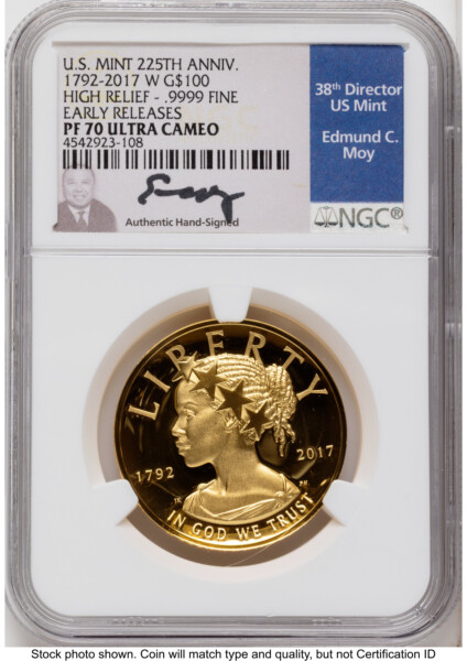 2017-W G$100 American Liberty High Relief, DC ER Ed Moy 70 NGC