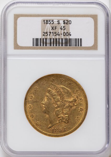 1855-S $20 45 NGC