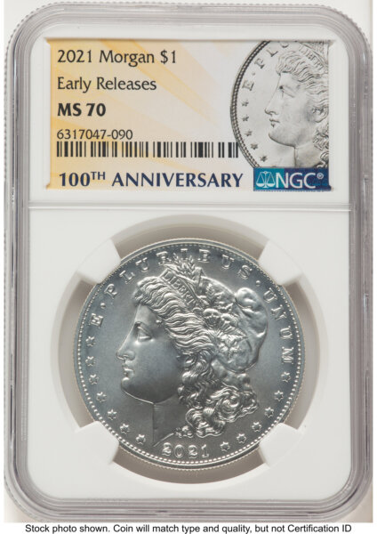 2021 S$1 6 Coin Morgan & Peace Dollar Set, MS ER Morgan/Peace Label 70 NGC