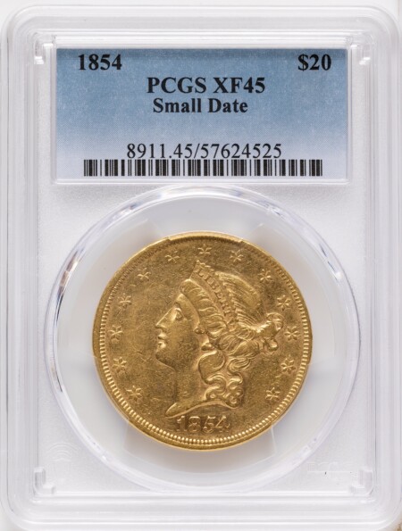 1854 $20 Small Date 45 PCGS