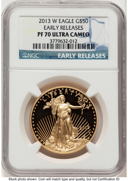 2013-W Proof Gold Eagle 1 oz ER Blue 70 NGC