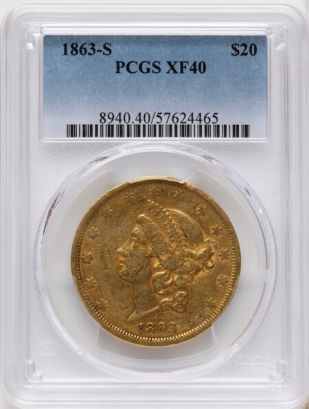 1863-S $20 40 PCGS