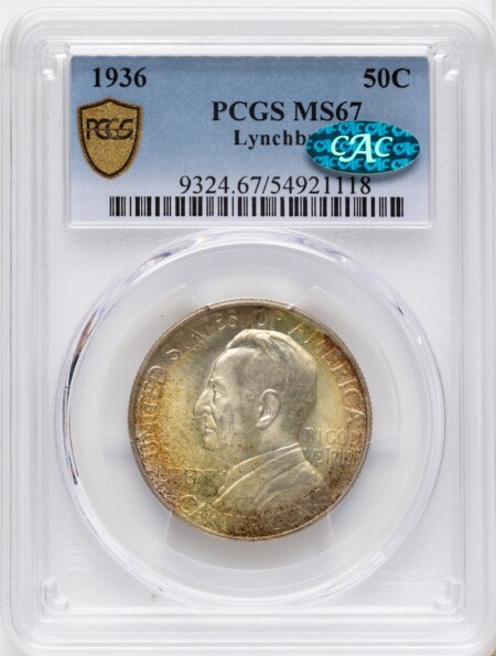 1936 50C Lynchburg, MS CAC PCGS Secure 67 PCGS