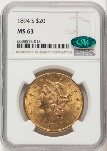 1894-S $20 CAC 63 NGC