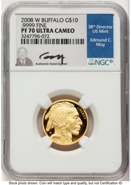 2008-W Proof Gold Buffalo 1/4 oz Ed Moy 70 NGC