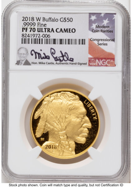 2018-W Proof Gold Buffalo 1 oz Mike Castle 70 NGC