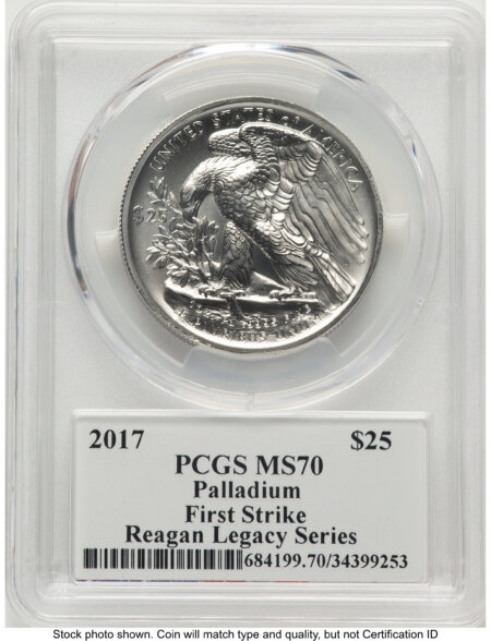 2017 Palladium Eagle 1 oz, MS FS Reagan Legacy Series Michael Reagan 70 PCGS