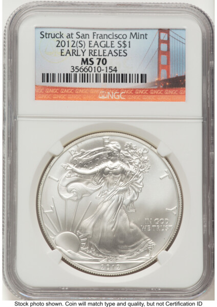 2012-(S) Silver Eagle ER San Francisco Bridge Label 70 NGC