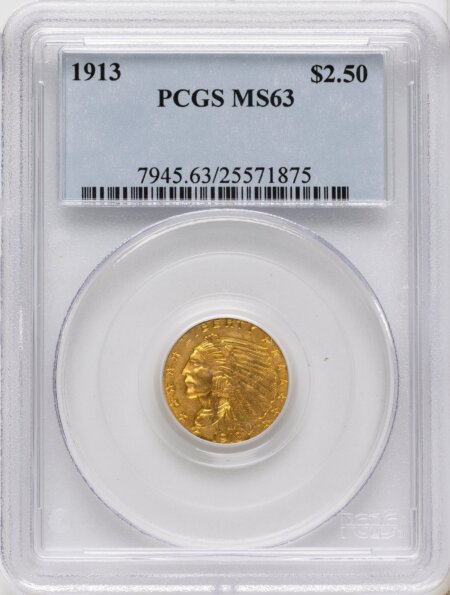 1913 $2 1/2 63 PCGS