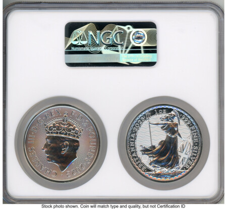 2023 2 Coin Silver Coronation Cyper/Britannia King 1 oz Set  FR Great Britain Label 70 NGC