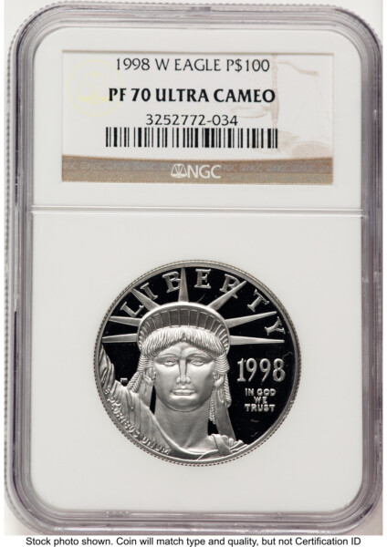 1998-W Proof Platinum Eagle 1 oz Brown Label 70 NGC