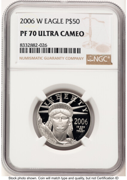 2006-W Proof Platinum Eagle 1/2 oz Brown Label 70 NGC