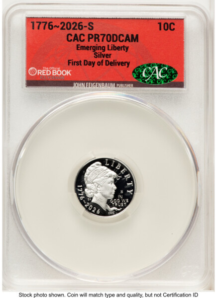 2026-S Semiquincentennial Dime 10C, PR First Day of Delivery Red Book 70 CACG