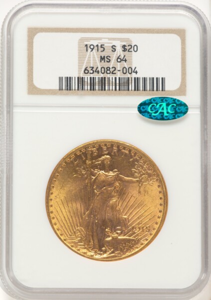 1915-S $20 CAC 64 NGC