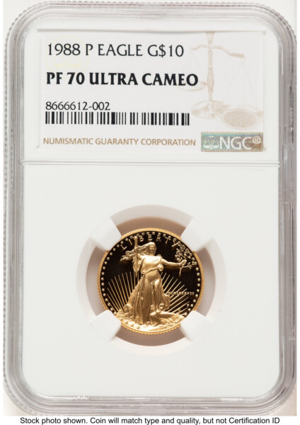 1988-P Proof Gold Eagle 1/4 oz Brown Label 70 NGC