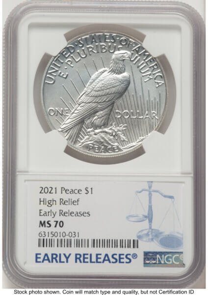 2021 S$1 6 Coin Morgan & Peace Dollar Set, MS ER Mike Castle/Miles Standish 70 NGC