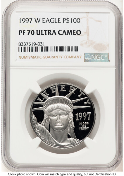 1997-W Proof Platinum Eagle 1 oz Brown Label 70 NGC