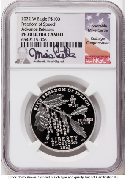 2022-W Proof Platinum Eagle 1 oz AR Mike Castle 70 NGC