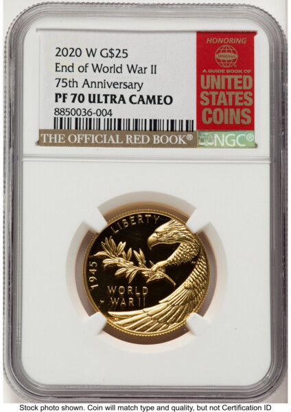 2020-W 1/2 oz Proof Gold End of World War II 75th Anniversary Red Book 70 NGC