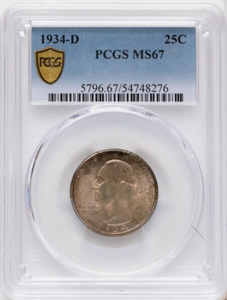 1934-D 25C Medium Motto PCGS Secure 67 PCGS