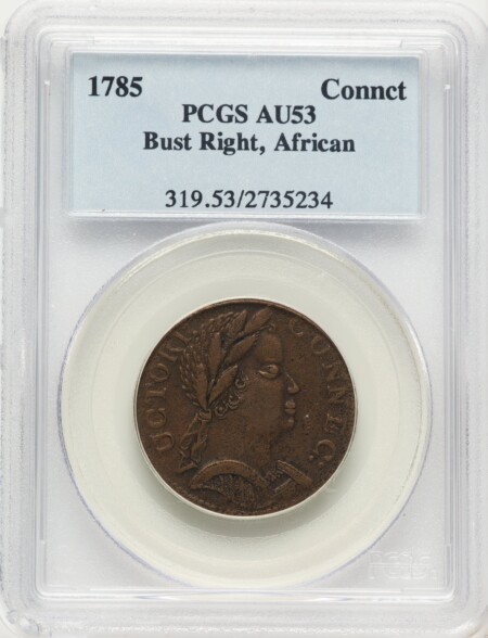 1785 Connecticut Copper, African Head, MS, BN 53 PCGS