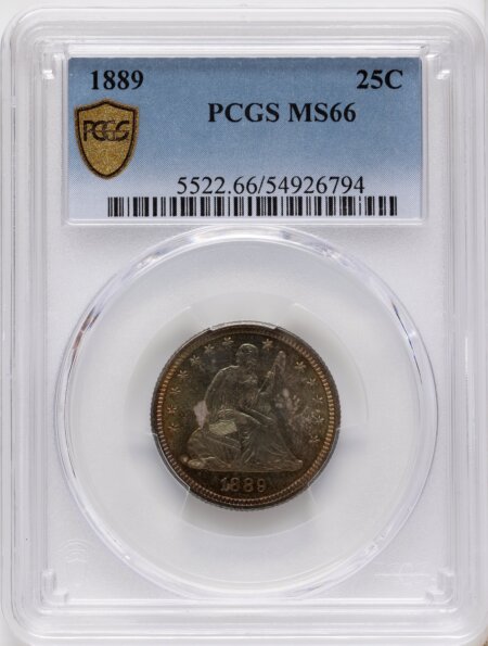 1889 25C PCGS Secure 66 PCGS