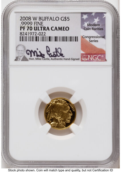 2008-W Proof Gold Buffalo 1.85 oz Mike Castle 70 NGC