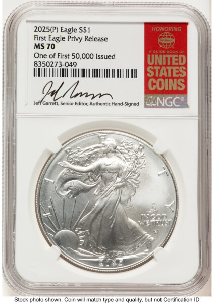 2025-(P) Silver Eagle (Privy Mark) First 50,000 Jeff Garrett Red Book 70 NGC
