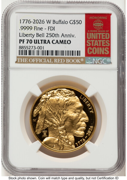 2026-W Proof Gold Buffalo 1 oz FDI Red Book 70 NGC