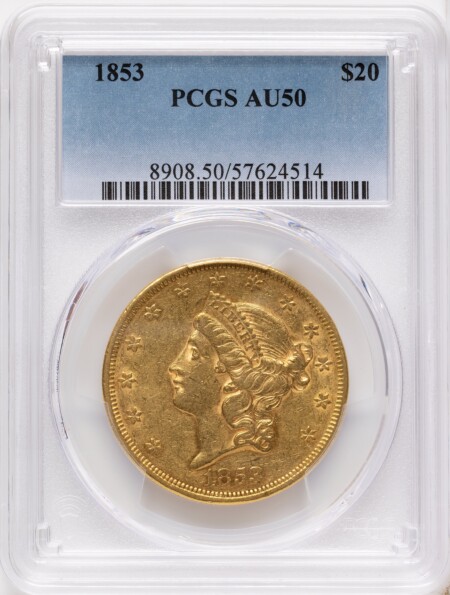 1853 $20 50 PCGS