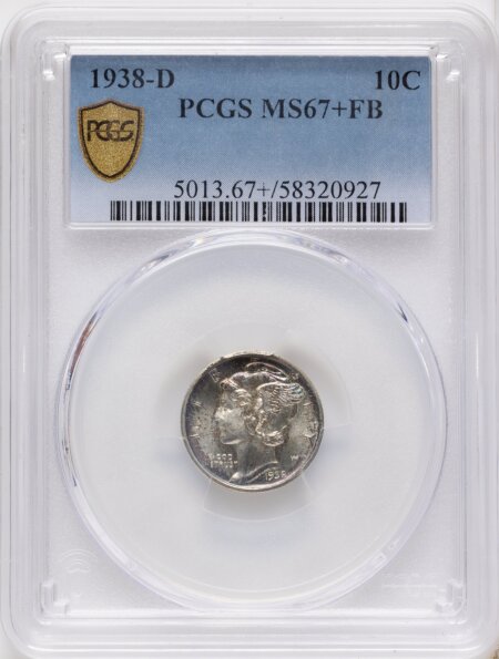 1938-D 10C, FB PCGS Secure PCGS Plus 67 PCGS