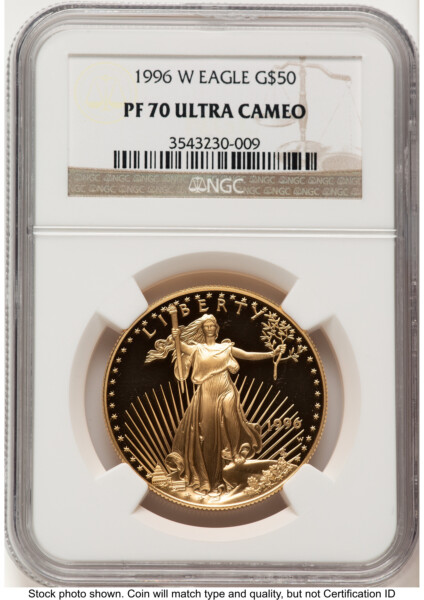 1996-W Proof Gold Eagle 1 oz Brown Label 70 NGC