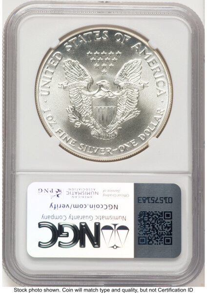 1986-(S) Silver Eagle Early Production Kenneth Bressett Portrait From US Mint Sealed Box 70 NGC