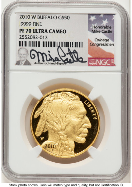 2010-W Proof Gold Buffalo 1 oz Mike Castle 70 NGC