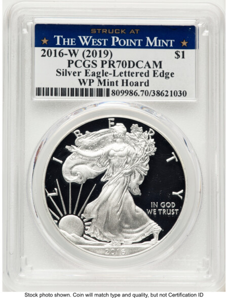2016-W Proof Silver Eagle 1 oz WP Mint Hoard Struck at West Point Label 70 PCGS