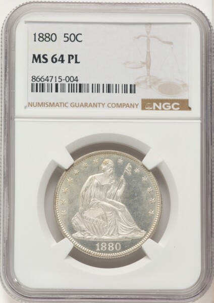 1880 50C, MS PL 64 NGC
