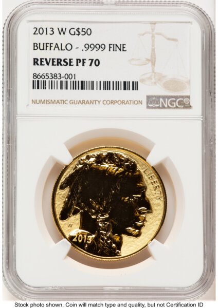 2013-W Reverse Proof Gold Buffalo 1 oz Brown Label 70 NGC