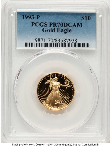 1993-P Proof Gold Eagle 1/4 oz Blue Gradient 70 PCGS