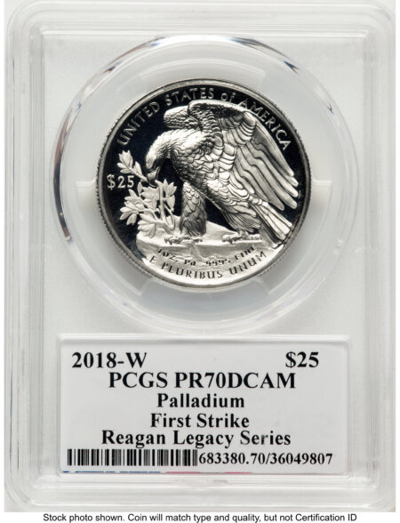 2018-W Palladium Eagle 1 oz, PR FS Reagan Legacy Series Michael Reagan 70 PCGS