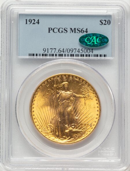 1924 $20 Saint CAC 64 PCGS