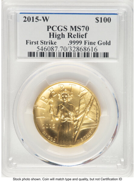 2015-W G$100 American Liberty High Relief FS Ed Moy/John Mercanti 70 PCGS