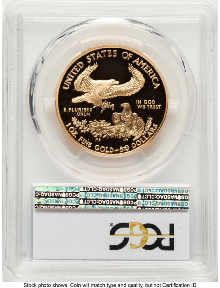 2002-W Proof Gold Eagle 1 oz Blue Gradient 70 PCGS