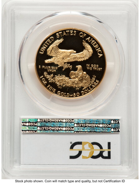 1991-W Proof Gold Eagle 1 oz Blue Gradient 70 PCGS