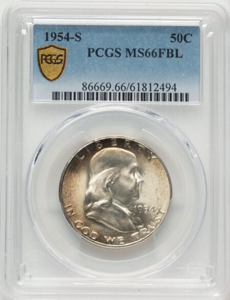 1954-S 50C, FL PCGS Secure 66 PCGS