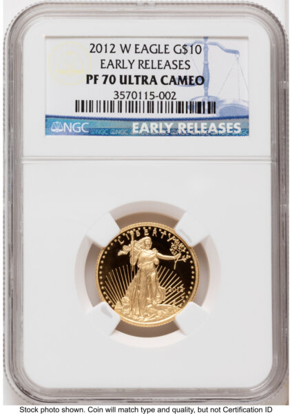 2012-W Proof Gold Eagle 1/4 oz ER Blue 70 NGC